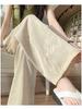 New Chinese Style Women's High-Waist Wide-Leg Pants for Summer - Ice Silk Feel, Floor-Length, Casual Drape.