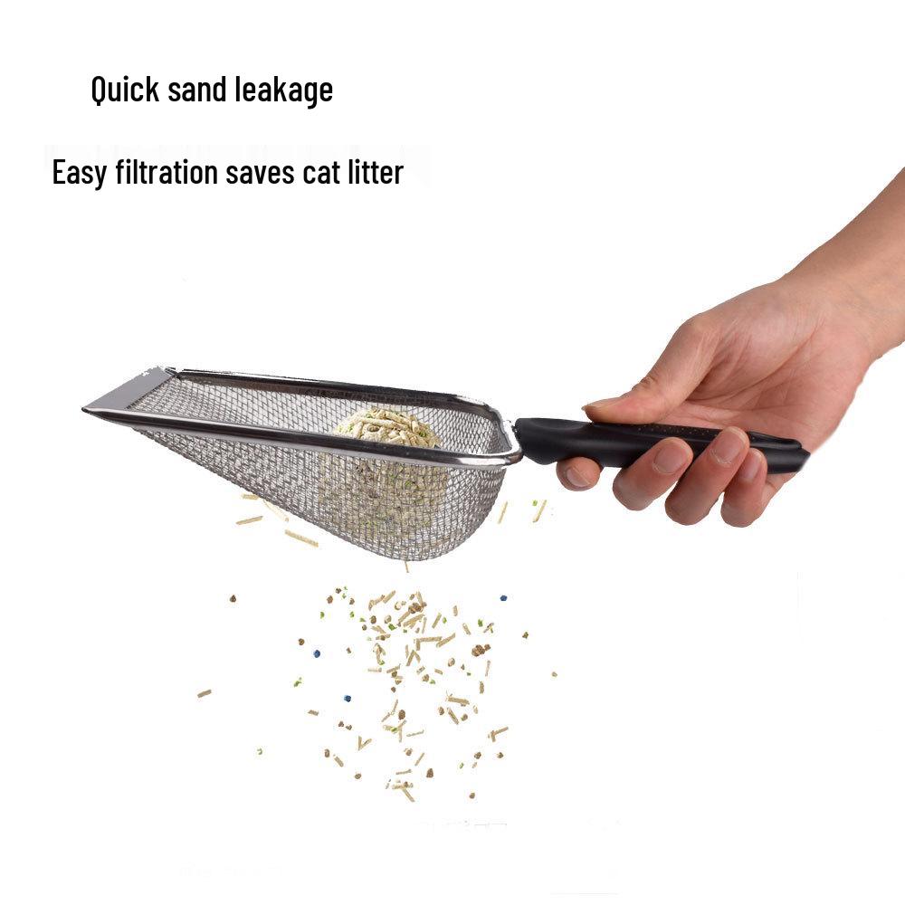 Stainless Steel Cat Litter Scoop with Mesh Sifter for Bentonite and Walnut Sand