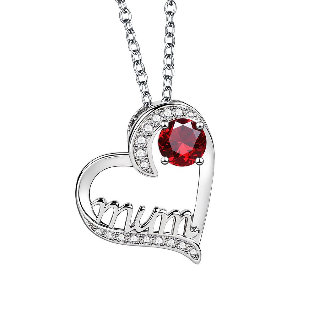 Heart-Shaped Mum Necklace - Fashionable European & American Style, Niche Design, Perfect for Mother's Day Gift.