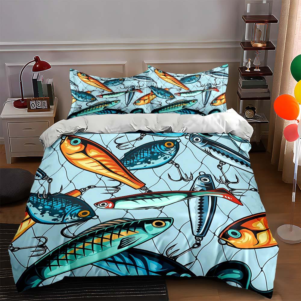 

Fishing lure pattern Bedding Duvet cover sets Duvet covers Pillowcases, Birthday gifts (1 * Duvet Cover 2 * Pillowcases, without duvet insert) 135x200cm