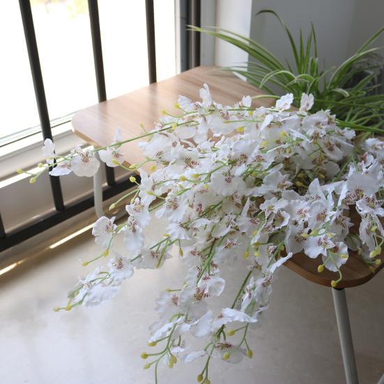 Faux Silk Oncidium Orchid Realistic Fake Dancing-Doll Orchids with Bendable Stems Maintenance-Free Artificial Flowers for Vase Home Party Wedding