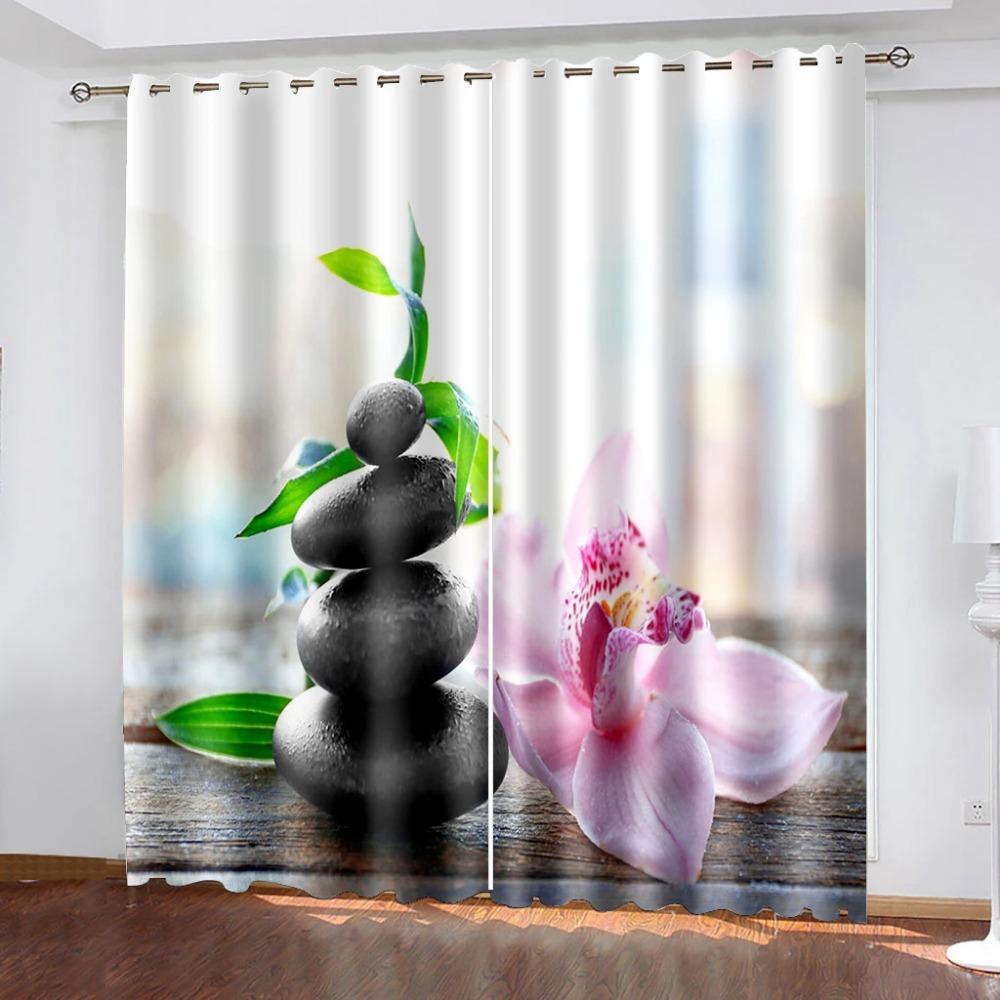 Phalaenopsis Floral Drapes Semi Blackout For Living Dining Area Room Bedroom Decor Cooking Space Window Transparent Flowers Drapes