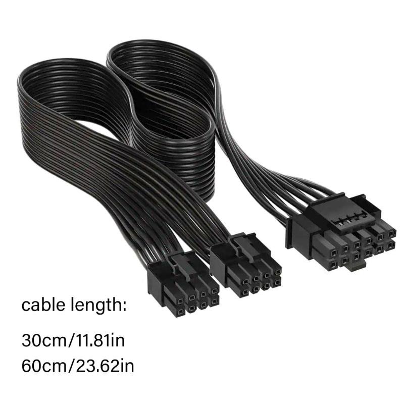 16PIN (12+4) Graphics Card Power Adapter Two 8pin Directly Connection 16AWG Thickened Wire For Stable Current Supply