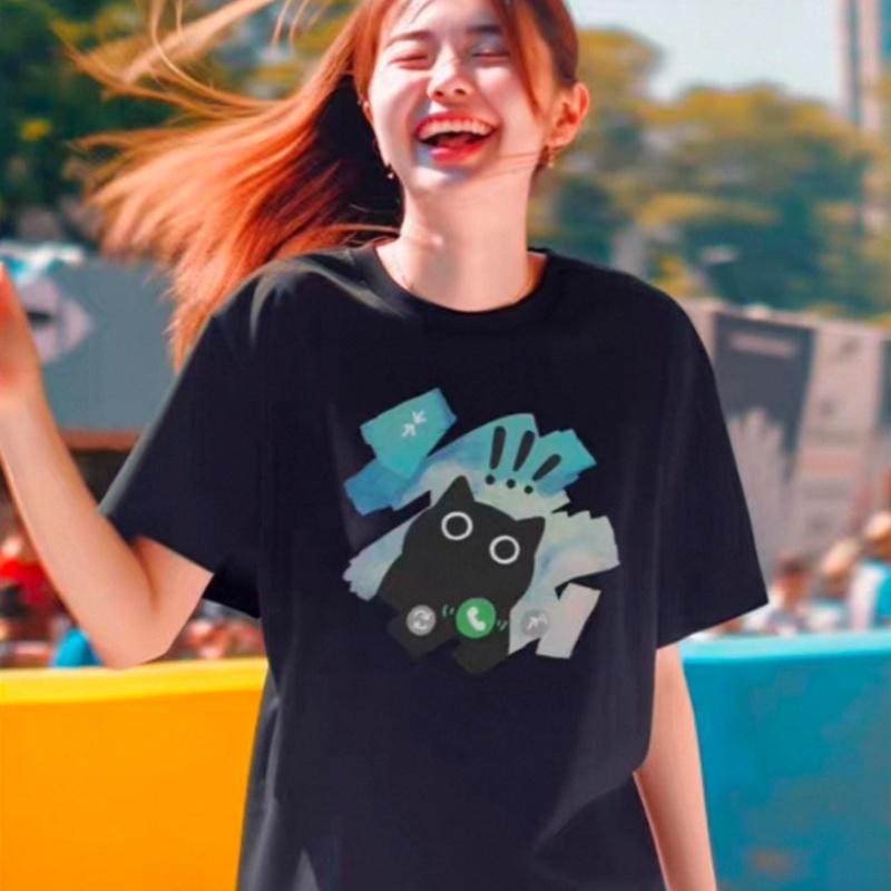 Voice Call Cat Japanese Style T Shirt Men Women Fashion Tshirts Summer Tops Cotton Loose Street Hip Hop T-Shirts 5XL