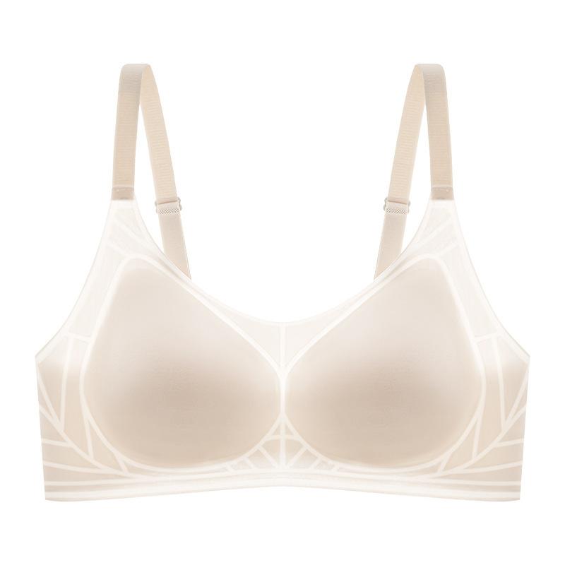 Traceless, no steel ring, cloud feeling cool, breathable, ultra-thin support gathering underwear, women's small bra, closed breast, anti-sagging