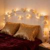 String Lights with White Roses And Faux Pearls Portable Fairy Lights for Bedroom Soft Lighting Decorative String Light for Party Holiday Wedding
