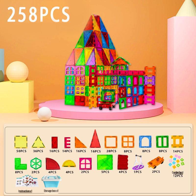 Stained Glass Magnetic Tile Building Blocks - Educational Toy for Developing Spatial Thinking