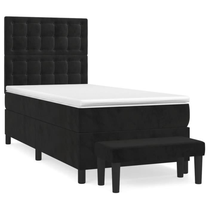 3138069 vidaXL Divan-lit Tapissier Avec Matelas Noir 100x200 Cm Velours