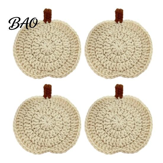 Durable Polyester Coasters Handmade Crochet Pumpkin Coasters, Soft Coffee Mats, Gift for Housewarming Autumn Themed Farmhouse Dining Accessories