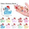 10/50 PCS Christmas Mini Glitter Ducks Colorful Tiny Small Little Resin Duck Figures with Christmas Hat for Landscape Home Decor