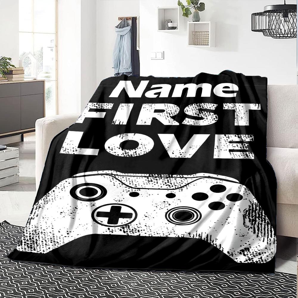 Custom Name Game Controller Theme Printed Blanket - Perfect for Couch, Bed, Travel & Outdoor Use | Machine Washable, Cozy & Durable.