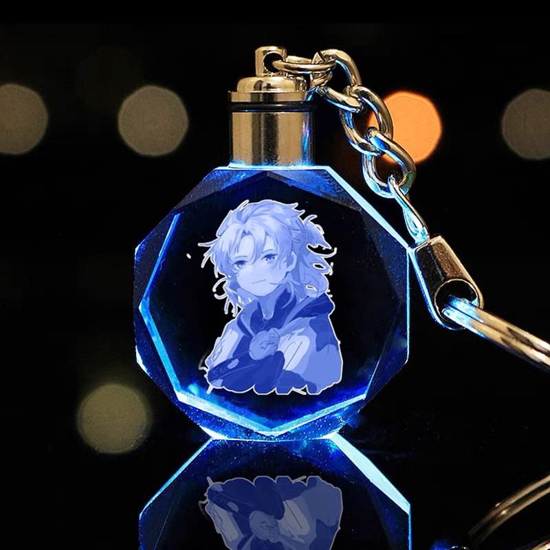 Klíčenky Genshin Impact Led Xiao Zhongli Childe Venti Rosaria Ganyu Keqing Cosplay klíčenky