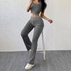 Women's 2 Piece Lounge Outfits Short Sleeve Crop Top High Waisted Flared