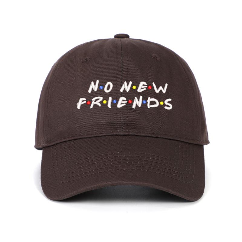 Korean Style 'No New Friends' Embroidered Unisex Baseball Cap with Sun Visor