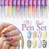 12 Colors Essentials Nail Art Pens Set Spring Summer Quick Dry Nail Polish Pens for Nail Art Design Drawing Liner Tools