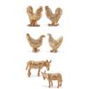 12 Pcs Poultry Animal Figures Simulation Model Golden Figurine Statue Chicken DuckGoose Cattle Educational Toys
