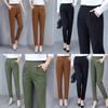 Spring Autumn Slim High Waist Womens Pants With Stretch Cotton Blend For Casual Wear