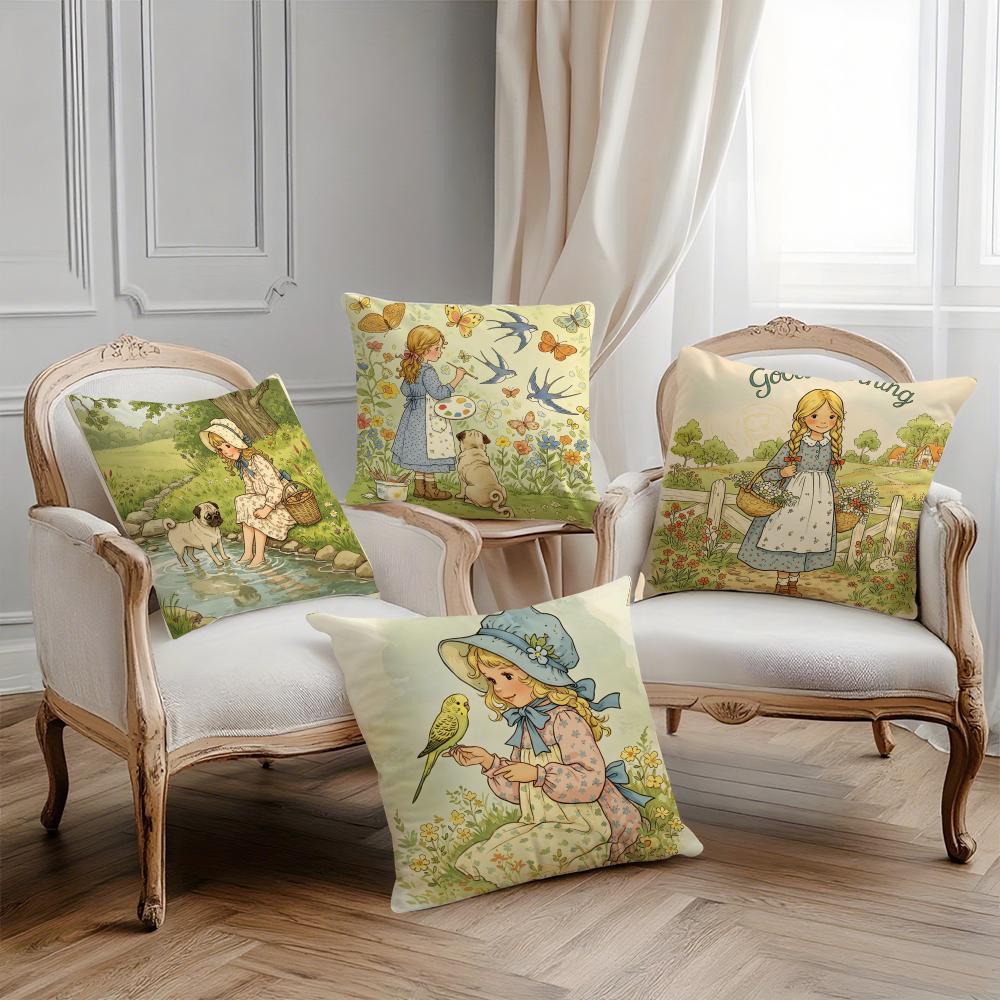 Art Sarah Kay S-Swing Girl Pillow Case Printing Pillowcase Living Room Sofa Cushion Cover Bedroom Room Decor