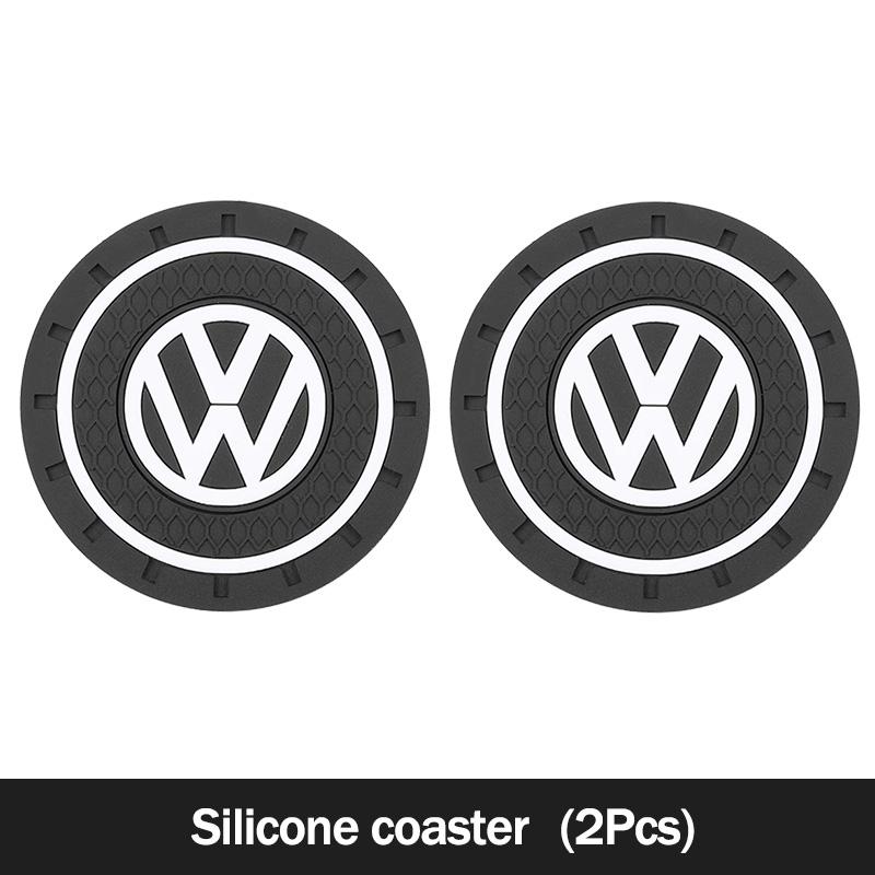 For Volkswagen VW 2Pcs Car Coasters Carbon Fiber Cup Holder Mat For VW Golf Passat b6 Jetta Car Interior Accessories Decorative Coasters keychain