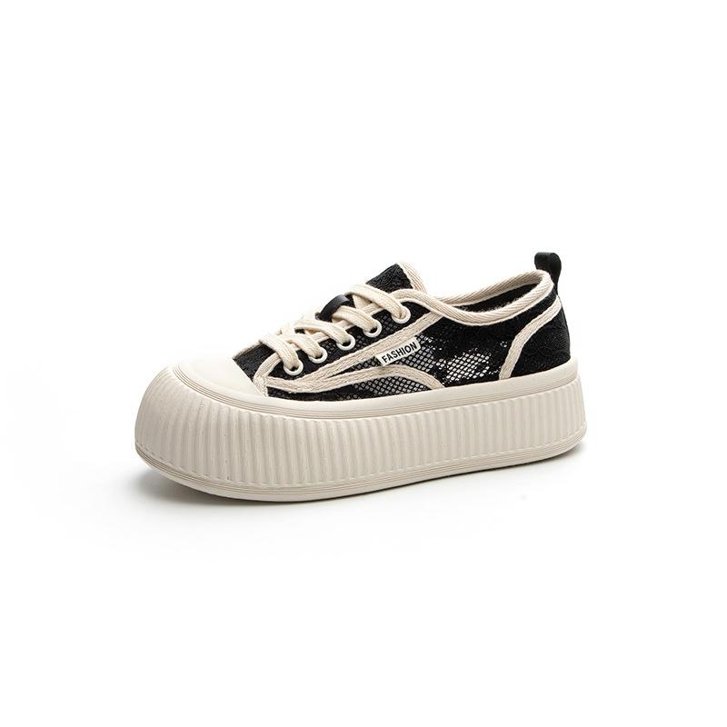 New Fisherman Shoes Lace Mesh Platform Biscuit Board Shoes Niche Ugly Cute Breathable Versatile Casual Big Head Bread Shoes