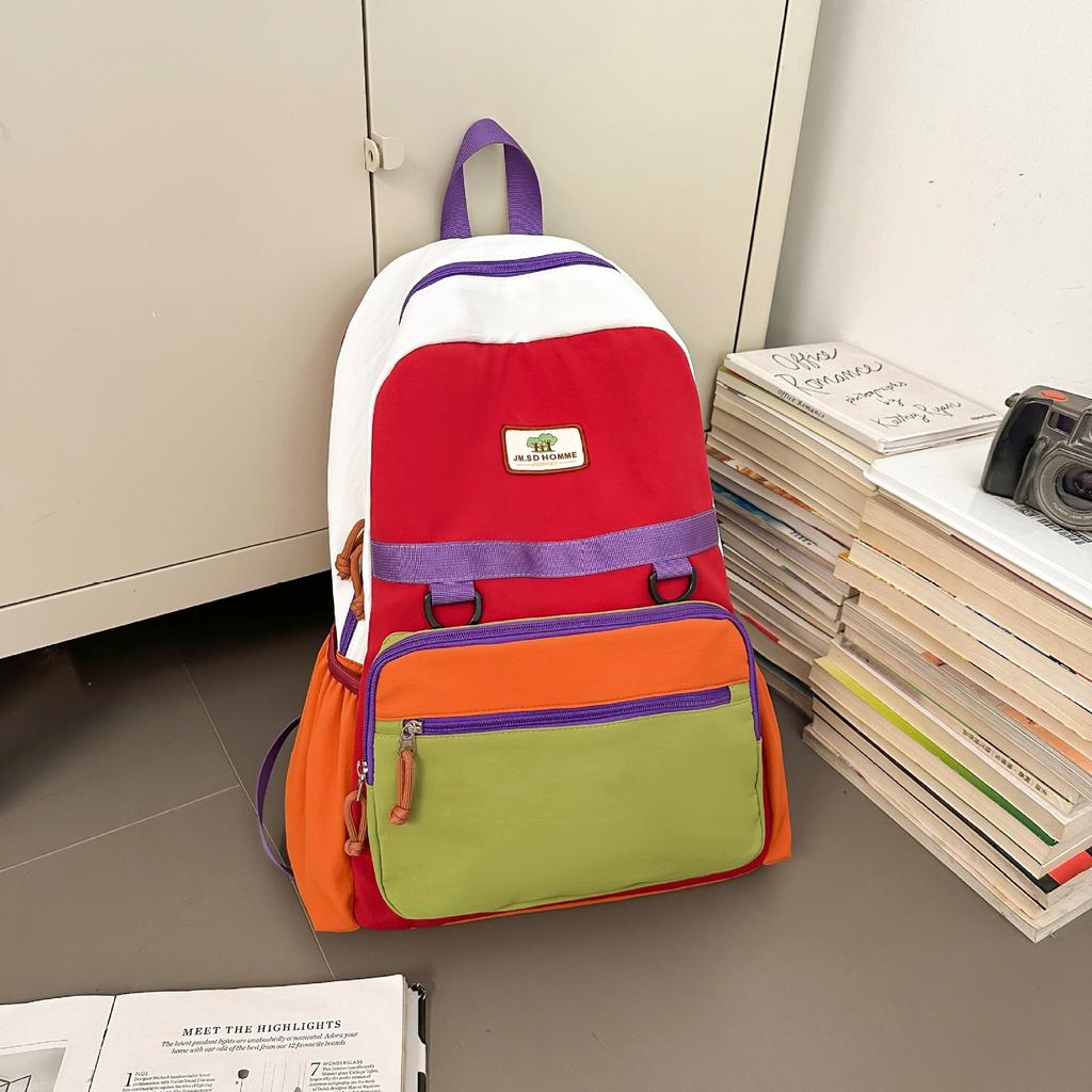 Schoolbag1011 new contrasting color splicing backpack junior high school college student schoolbag casual versatile travel bag men's and women's