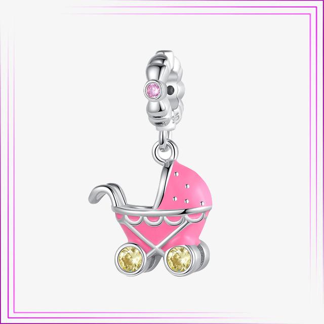 925 Sterling Sølv Hjerte Blomst Luftballong Flamingo Rosa Sjarm Plata De Ley Bil Katt Perle DIY For Originalt Armbånd Smykker