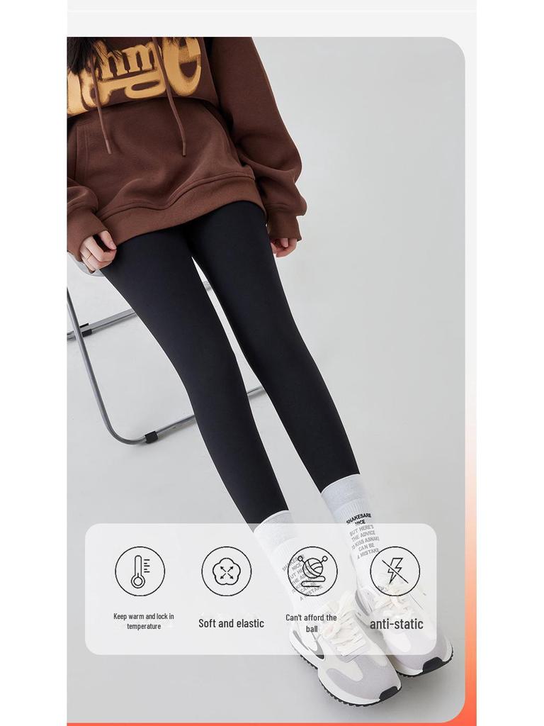 2024 New High-Waist Gray Velvet-Lined Women's Yoga Leggings: Warm Autumn/Winter Wear