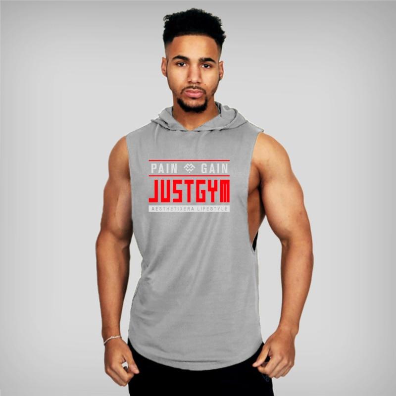 Mach die Arbeit  Muscleguys Gym Sport Baumwolle Buchstabenaufdruck Bodybuilding Fitness Workout Sommer Lässig Cool Kapuzen-Tanktop