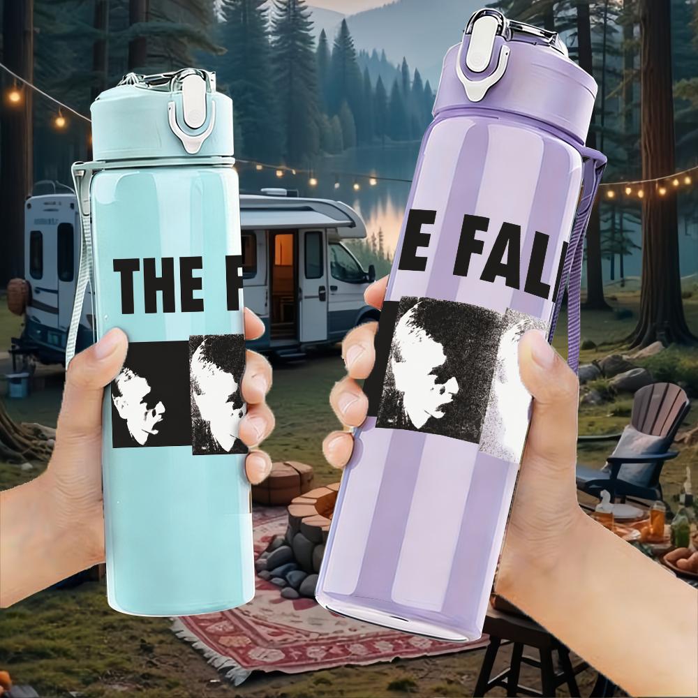 1PC The Fall Band Dark Collage Print 750ml Colorful Plastic Sports Water Bottle Leakproof Pop Up Lid with Straw for Outdoor Work Home Use