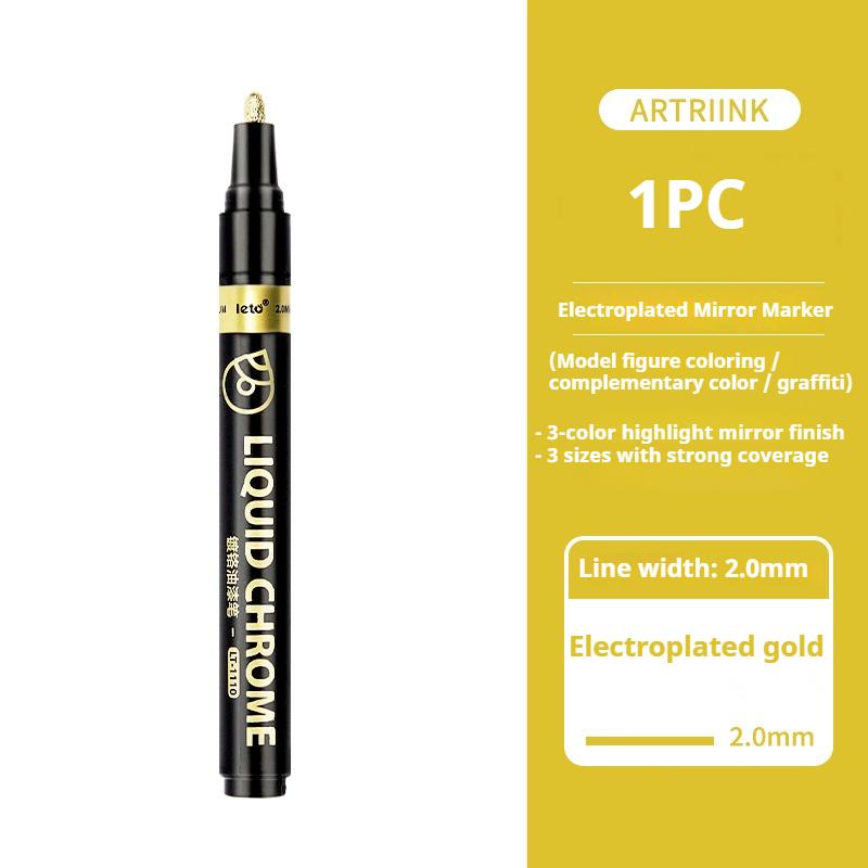 6/1pcs Chrome Pen Marker Reflective Mirror Electroplating Paint Repair Marker For Rock Ceramic Glass 0.8/1/2mm Nib Art Craftwork