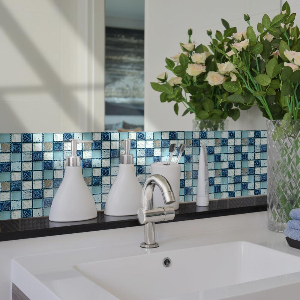 Creative Mosaic Self-Adhesive Wall Stickers Kitchen Greaseproof Wallpaper Crystal Toilet Bathroom Moisture-Proof Waterproof Film