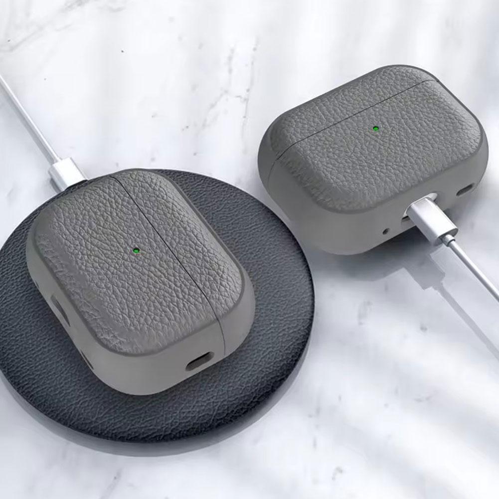 Kabellose Kopfhörerhülle mit Metallschnalle für AirPods Pro 3 Weiches TPU-Lederdesign Schutzhüllen mit Lanyard