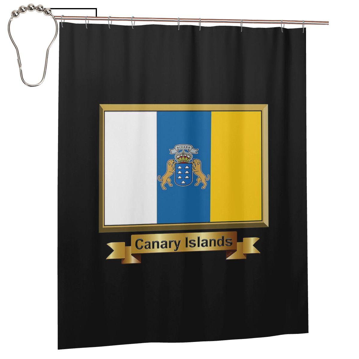 

Spain Flag Oceano Canary Islands Shower Curtain Bathroom Polyester Waterproof Bath Curtains With Hooks W60H190(CM)-1 Pcs