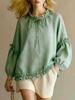 Spring and Autumn New Women's Casual Crew Neck Long Sleeve Loose Solid Color Top
