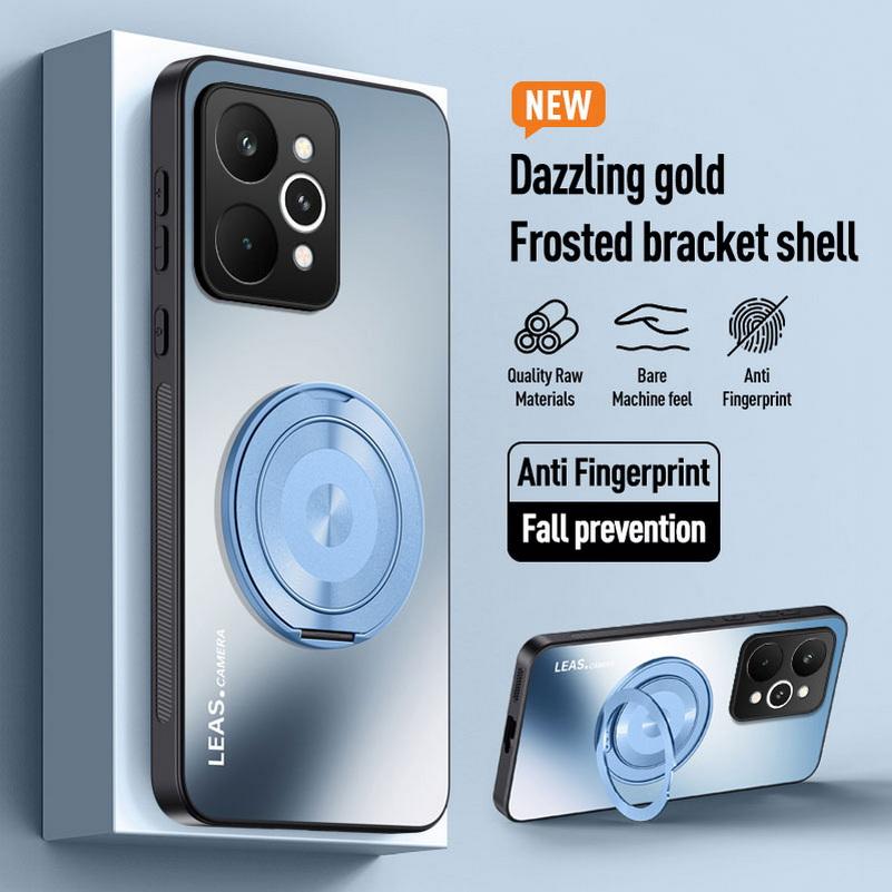 AG Matte Back Panel Metal Magnetic Bracket Case For Realme 15 Pro 14 Pro + 14X 13 Pro 12 11 Pro realme GT 7 6 6T Neo 7x Cover