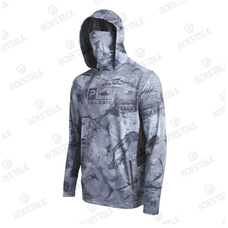 Pelagic Fishing Shirt Men Long Sleeve UPF 50 Sun Protection Quick Dry Gear With Hood