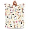 Differnet Size Halloween Throw Blanket with All The Classics | Black Cat, Pumpkin & Bat Print, Super Soft Plush for Sofa & Bed
