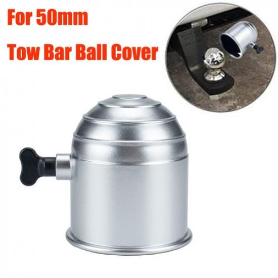 Car Tow Ball Cover 50mm Black/Silver Caravan Hitch Lockable Key Plastic