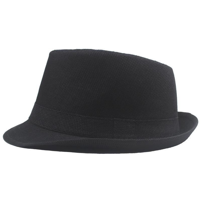 Retro Summer Linen Fedora Jazz Hat with Roll-Brim for Outdoor Sun Protection