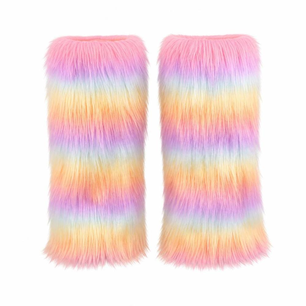 Weiche und flauschige Beinwärmer mit elastischen Öffnungen Pelz-Stiefelmanschetten Cosplay-Accessoires