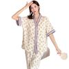 1011 new summer sweet purple flower short-sleeved pajamas set women's dormitory cardigan trousers casual loungewear