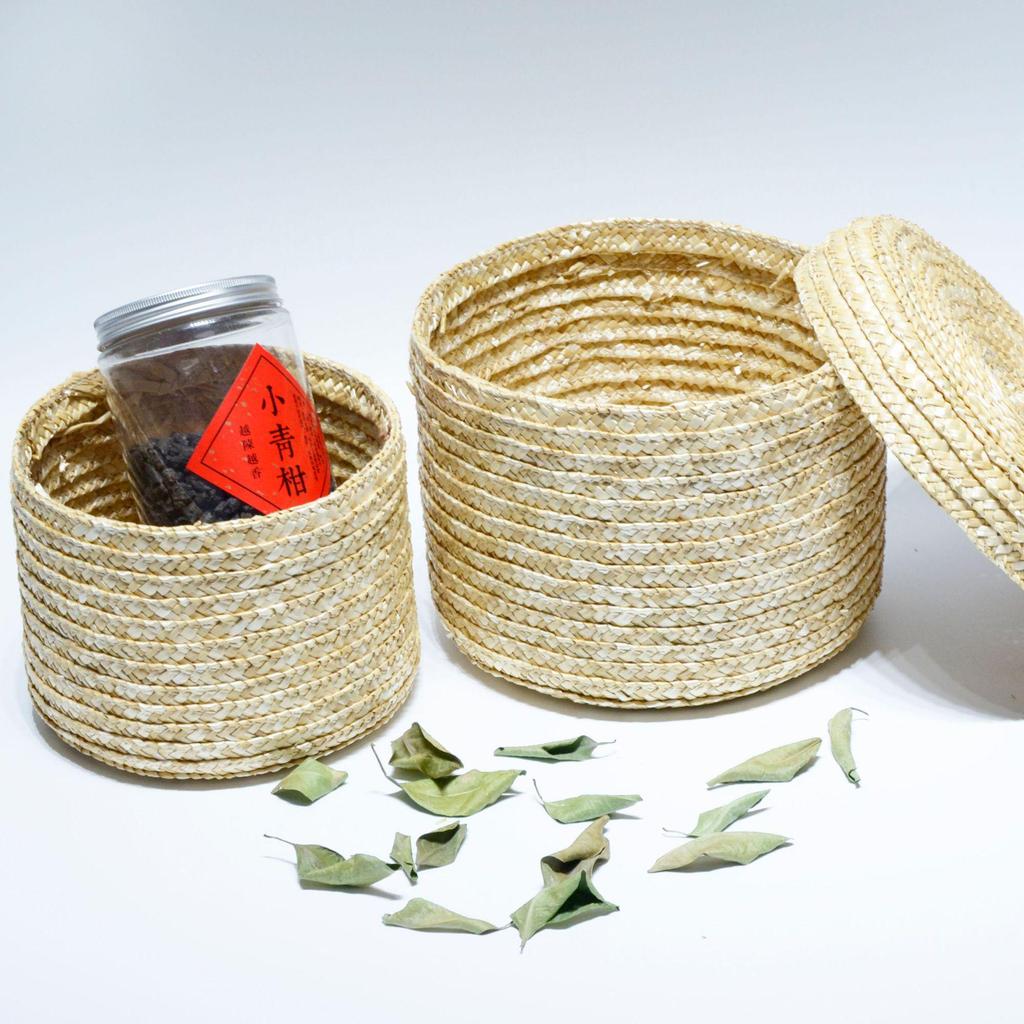 Woven Straw Storage Basket for Toys, Desktop Organizing, Cosmetics, or Gifts