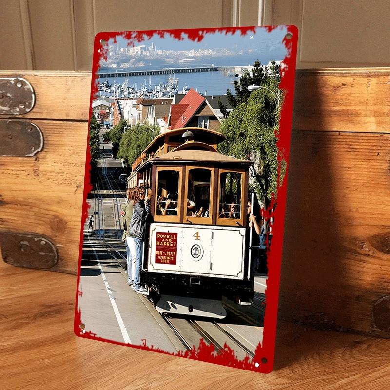 

1 piece, a vintage-style tinplate painting of a San Francisco tram, suitable for living rooms, bars, and home decor, featuring a (as the picture,20x30cm)