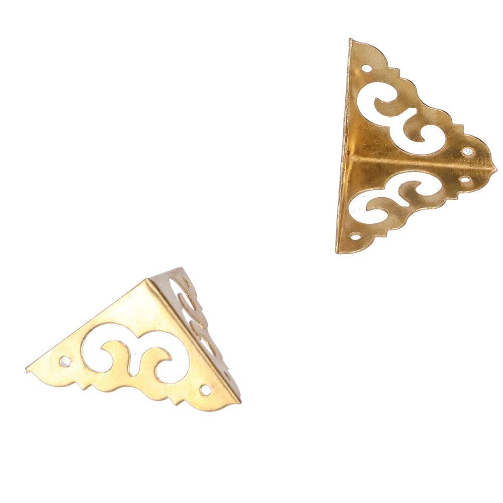 4pcs Pure Brass Box Corner Protector With Screws Edge Guard Decorative Corner Guard Home Supplies