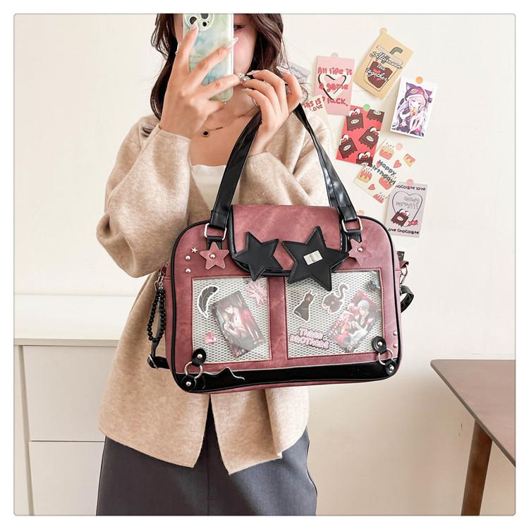 Y2K Star Itabag Lolita Transparent Pocket Crossbody Bag Women DIY Display Shoulder Handbag