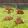 4Pcs Metal Rust Dinosaur Garden Stake Outdoor Garden Decor Ornament For Yard & Lawn Perfect Gift For Dinosaur Enthusiasts