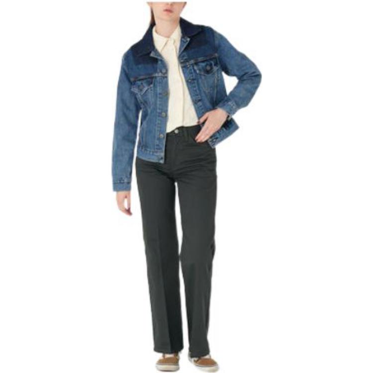 Levis FW22 Color Block Lapel Single-Breasted Casual Denim Jacket Women Jackets Blue A0324-0005