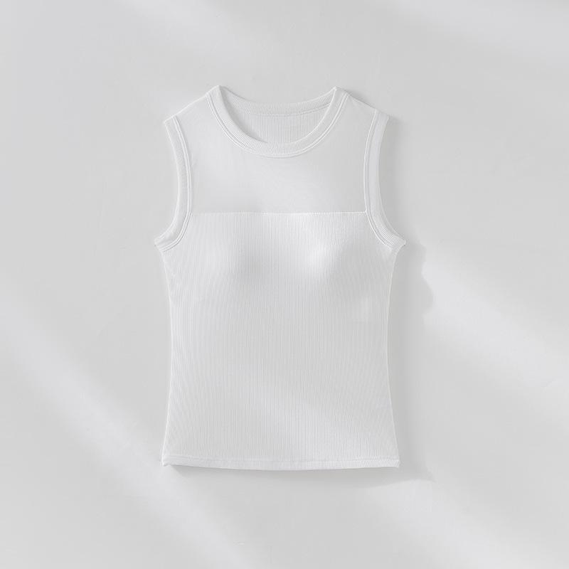 Spring/Summer Spaghetti Strap Tank Top with Built-in Bra - Slimming, Sleeveless Yoga Vest & Versatile Base Layer for Outdoor Wear