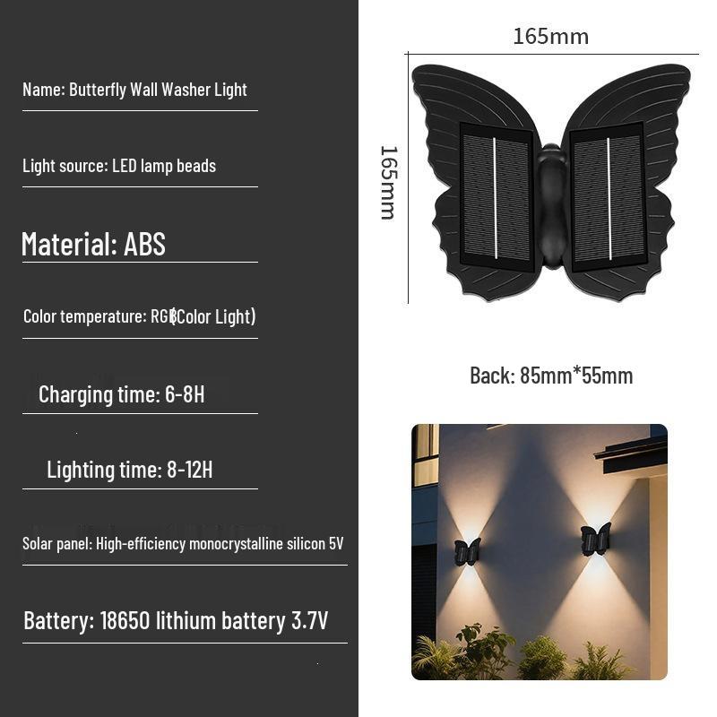 Butterfly Solar LED Wall Lamp: Waterproof Outdoor Garden and Villa Landscape Light