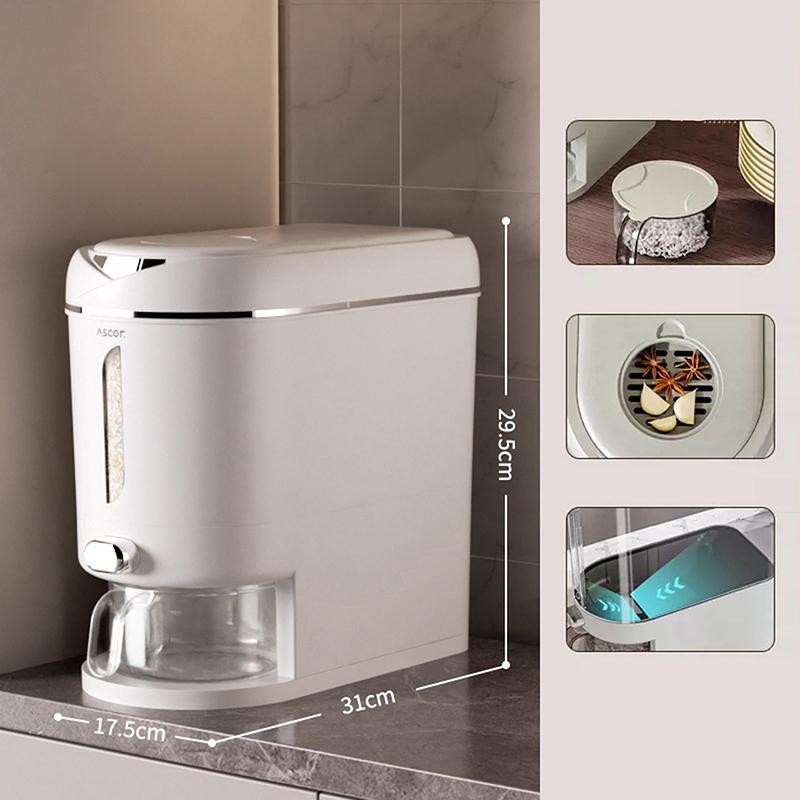 5Kg Automatic Rice Dispenser Insect-Proof Pet Food Rice Organizer Moisture-Proof Sealed Grain Cereal Dispenser Large Capacity